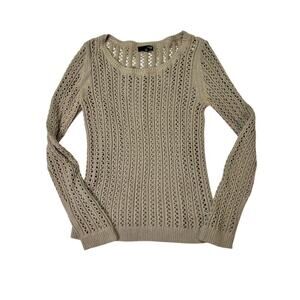 A.n.a | Cable Knit Long Sleeve Crew Neck Sweater in Taupe | Women's Medium